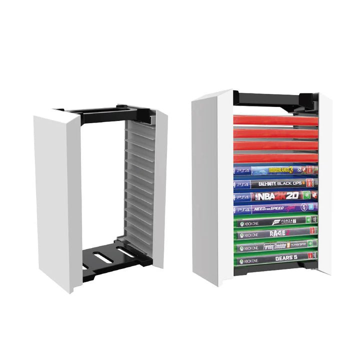 Dobe Game Disc Storage Stand for PS5, PS4, Xbox & Nintendo Games – Black/White