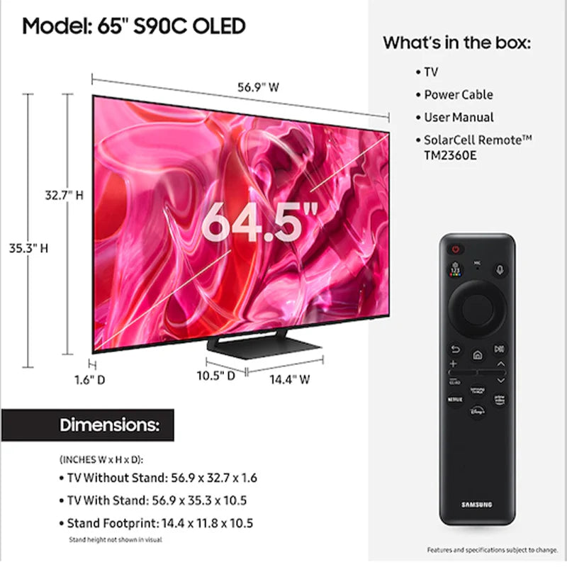 65 INCH Samsung   OLED   4K   S90C   Smart   TV