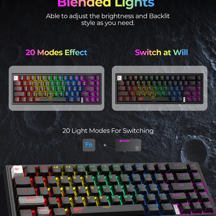 Havit Gamenote KB874L Gaming Keyboard – RGB Backlit, Mechanical Feel, Durable Design