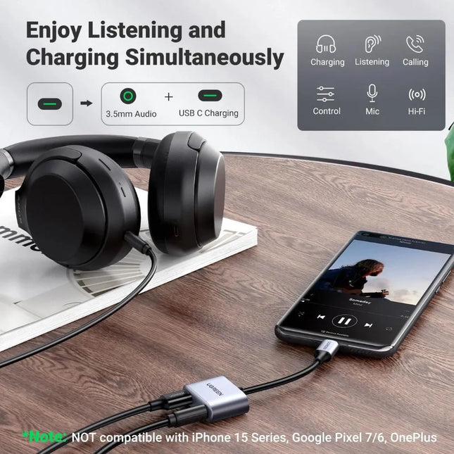 UGREEN 2-in-1 USB C to 3.5mm Headphone & USB-C Charging Port