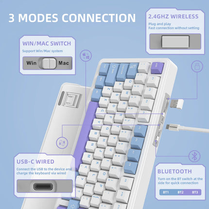 ATTACK SHARK X85 Wireless Mechanical Keyboard – 75% Gasket-Mounted, Bluetooth 5.1/2.4GHz & USB-C, RGB, Brand New