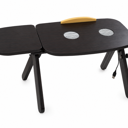 Wooden Laptop Table with 2 Cooling Fans – Dark Brown