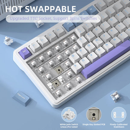 ATTACK SHARK X85 Wireless Mechanical Keyboard – 75% Gasket-Mounted, Bluetooth 5.1/2.4GHz & USB-C, RGB, Brand New
