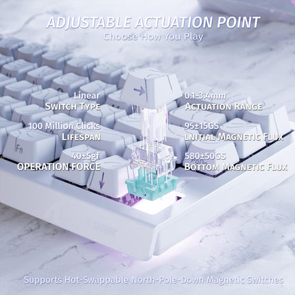 ATTACK SHARK X68 HE Rapid Trigger Gaming Keyboard – 60% Hall Effect Magnetic Switches, 8KHz Polling Rate, RGB, White Contour, Brand New