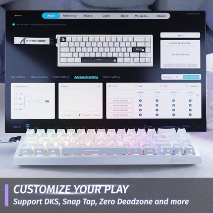 ATTACK SHARK X68 HE Rapid Trigger Gaming Keyboard – 60% Hall Effect Magnetic Switches, 8KHz Polling Rate, RGB, White Contour, Brand New