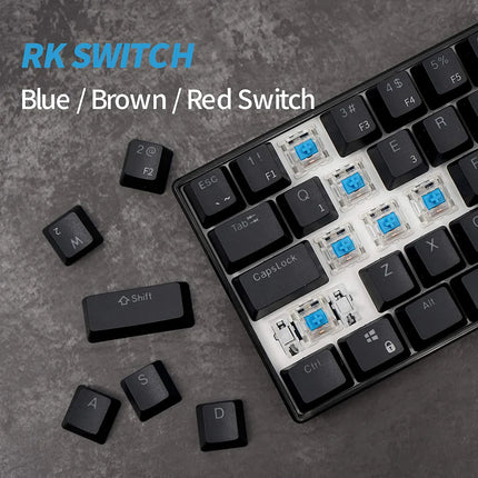 RK ROYAL KLUDGE RK61 RGB Triple Mode BT5.0/2.4G/USB-C 60% Hot-swappable Switches Mechanical Gaming Keyboard - Black