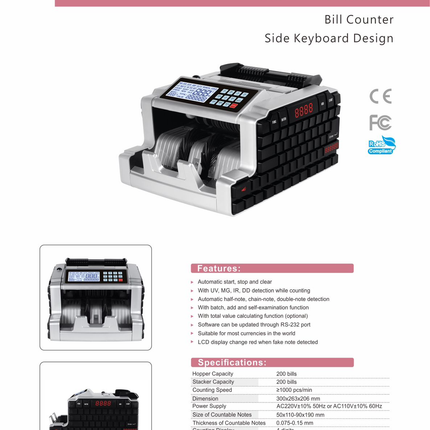 AL-6200W Bill Counter & Counterfeit Detection