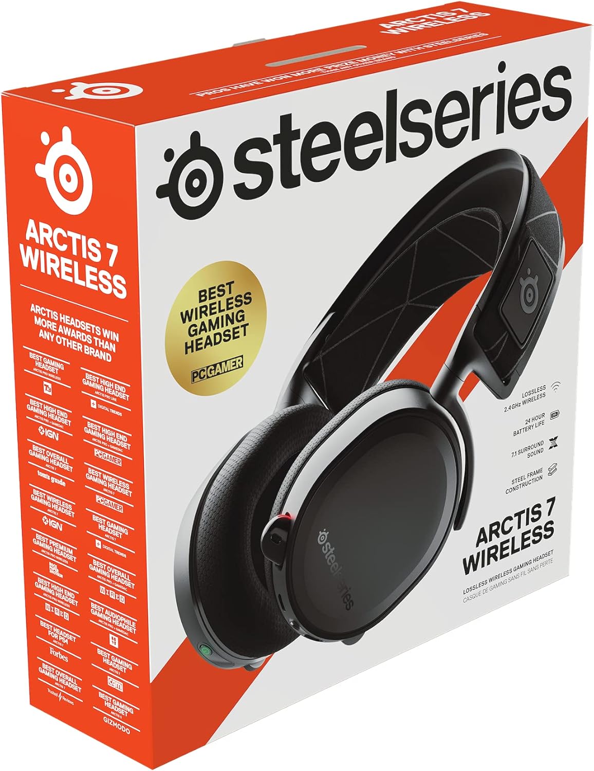 SteelSeries Arctis 7 Wireless Gaming Headset Black – 2.4GHz Lossless Wireless, 24h Battery, ClearCast Mic, DTS 7.1, Open Box