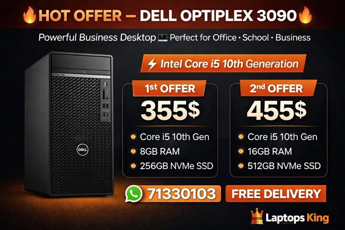 Dell OptiPlex 3090 Desktop – Core i5 10th Gen, 8GB/16GB RAM, 256GB/512GB NVMe SSD, Used