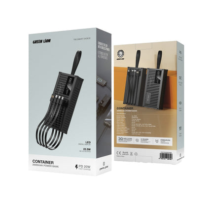 Green Lion Container 20000mAh Power Bank - Black