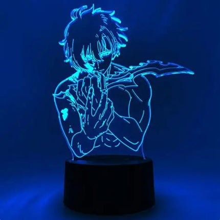 Sung Jinwoo Solo Leveling 3D RGB LED Night Light – USB-Powered Optical Illusion Lamp with Remote Control, Brand New