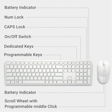 DELL KM5221W Pro Wireless Keyboard & Mouse Combo (White) OB