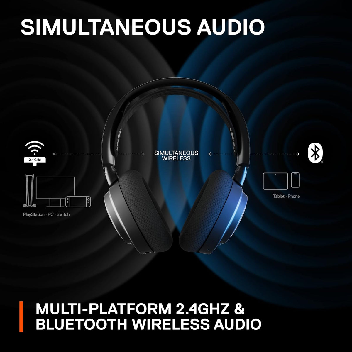SteelSeries Arctis Nova 7 Wireless Gaming Headset Black – 2.4GHz + Bluetooth, 38h Battery, ClearCast Gen 2 Mic, Open Box