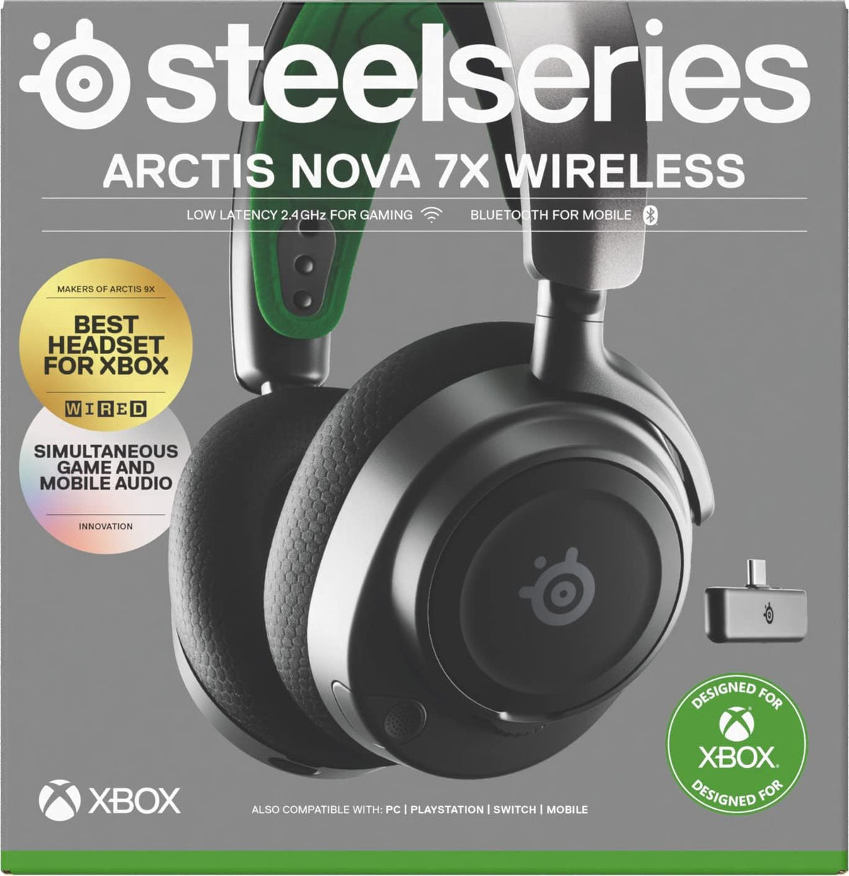 SteelSeries Arctis Nova 7X Wireless Gaming Headset for Xbox Black – 2.4GHz + Bluetooth, 38h Battery, ClearCast Gen 2 Mic, Open Box