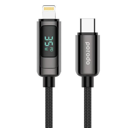 Porodo 35W Braided C to Lightning cable Watts display - Black