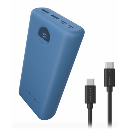 Powerology Portable Power Bank 30000mAh PD 45W Fast Charging BLUE
