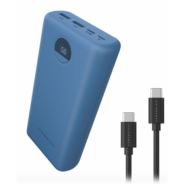 Powerology Portable Power Bank 30000mAh PD 45W Fast Charging BLUE