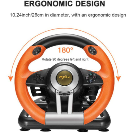 PXN V3 Pro 180 Degree Steering Wheel with Pedals, Vibration Feedback fot for PC, PS3, PS4, Xbox One & Series XS, Nintedno Switch - Orange