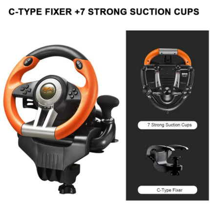 PXN V3 Pro 180 Degree Steering Wheel with Pedals, Vibration Feedback fot for PC, PS3, PS4, Xbox One & Series XS, Nintedno Switch - Orange