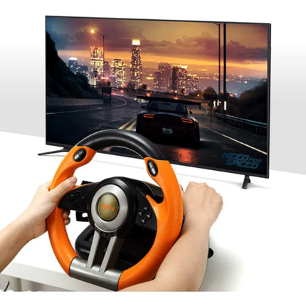 PXN V3 Pro 180 Degree Steering Wheel with Pedals, Vibration Feedback fot for PC, PS3, PS4, Xbox One & Series XS, Nintedno Switch - Orange