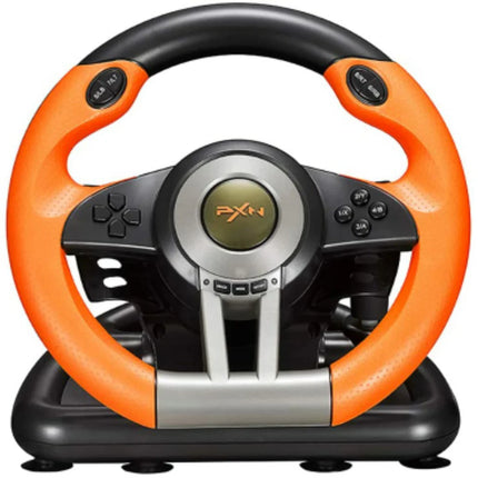 PXN V3 Pro 180 Degree Steering Wheel with Pedals, Vibration Feedback fot for PC, PS3, PS4, Xbox One & Series XS, Nintedno Switch - Orange