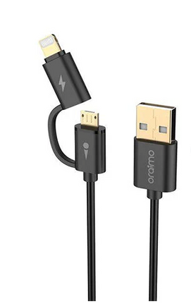 Oraimo, Bamboo OCD-D101, Twin Head Lightning, and Micro USB - Black
