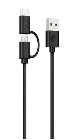 Oraimo, Gemini OCD-D102, Cable Micro USB & Type-C 2 In 1 Charging Cable - Black