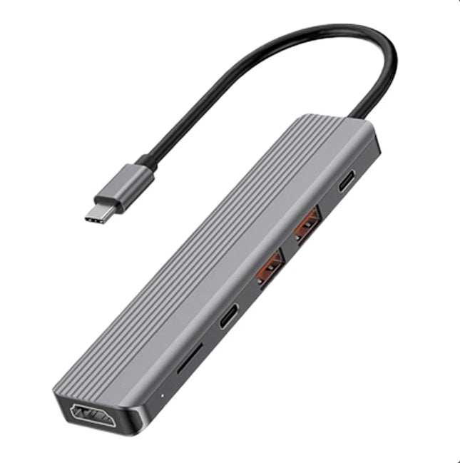 Powerology 6-in-1 Slim 4K HDMI USB-C Hub