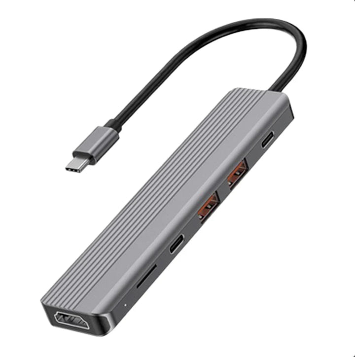 Powerology 6-in-1 Slim 4K HDMI USB-C Hub