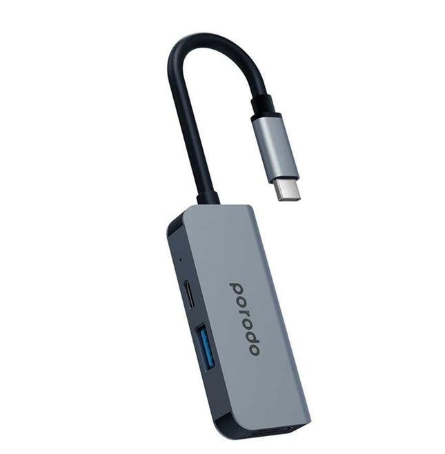 Porodo USB-C HUB, USB C to HDMI 4K Multiport Adapter, 3 in 1 Hub with USB 2.0