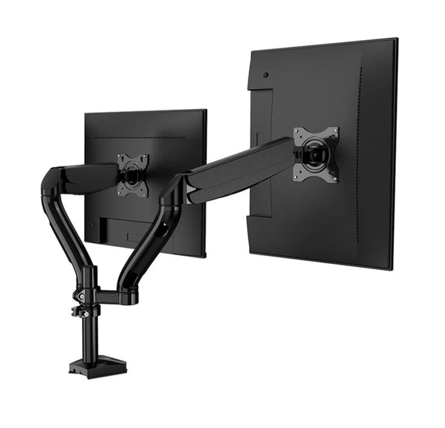 Kaloc DS902 Adjustable Dual Monitor Arm with Internal Gas Spring – Supports 17" to 27" Screens, Easy Adjustment for Comfort and Organization