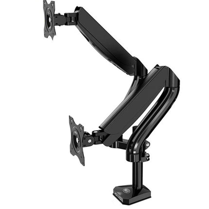 Kaloc DS902 Adjustable Dual Monitor Arm with Internal Gas Spring – Supports 17" to 27" Screens, Easy Adjustment for Comfort and Organization