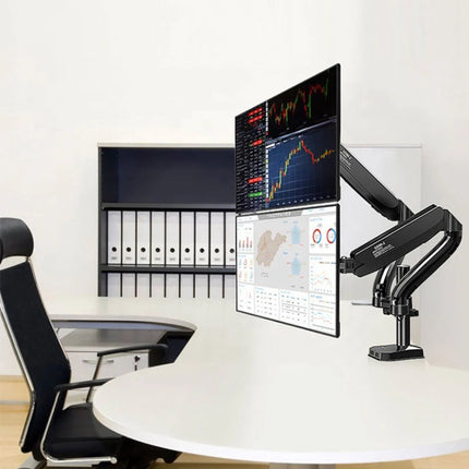Kaloc DS902 Adjustable Dual Monitor Arm with Internal Gas Spring – Supports 17" to 27" Screens, Easy Adjustment for Comfort and Organization