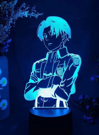 Levi Ackerman Attack on Titan 3D RGB LED Night Light – USB-Powered Optical Illusion Lamp with Remote Control, Brand New