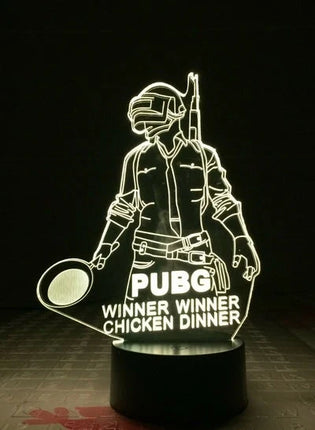 PUBG Funny 3D RGB LED Night Light – USB-Powered Optical Illusion Lamp with Remote Control, Brand New