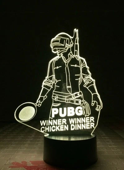 PUBG Funny 3D RGB LED Night Light – USB-Powered Optical Illusion Lamp with Remote Control