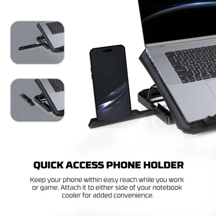 FANTECH NC14 NOTEBOOK COOLER, EFFICIENT COOLING PERFORMANCE, HEIGHT ADJUSTABLE WITH PHONE HOLDER