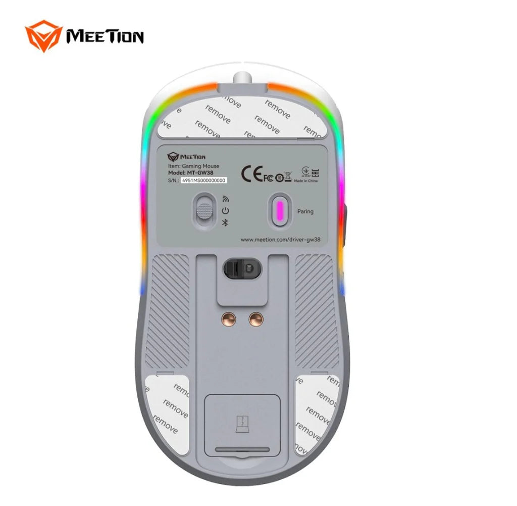Meetion GW38 Wireless Tri-Mode Mouse with Magnetic Charging Dock White