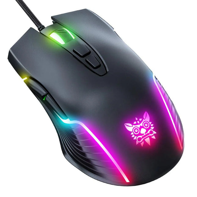 Onikuma CW905 6400 DPI Wired Gaming Mouse 7 Buttons Design RGB (Black)