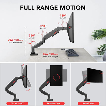 KOORUI KR20Y Adjustable Monitor Desk Mount – VESA 75/100mm, Tilt, Swivel & Rotation, Supports 2–9kg
