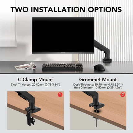 KOORUI KR20Y Adjustable Monitor Desk Mount – VESA 75/100mm, Tilt, Swivel & Rotation, Supports 2–9kg