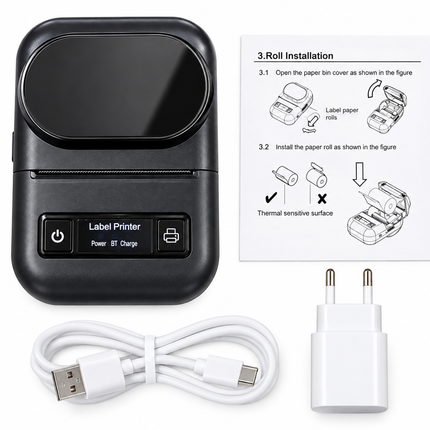 Wireless Thermal Label Printer – 50 × 30mm, USB-C Rechargeable, Includes 5 FREE Label Rolls, Brand New