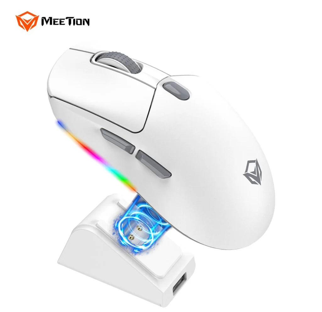Meetion GW38 Wireless Tri-Mode Mouse with Magnetic Charging Dock White