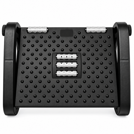 ERGOFLEX Adjustable Ergonomic Office Footrest – Height Adjustable with Massage Rollers, Non-Slip Base, Black, Brand New