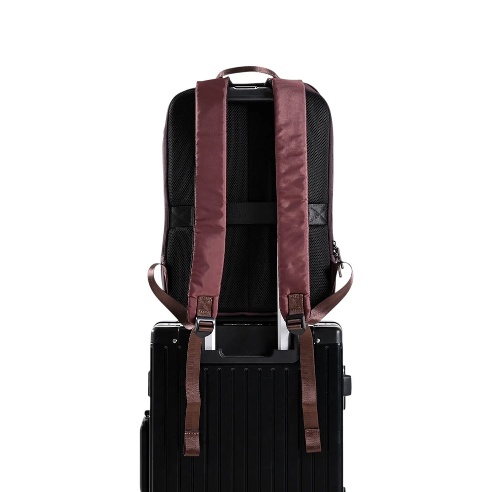 Eloria Como Laptop Backpack – Waterproof PU Leather, Fits Up to 16″ Laptops, Burgundy, Brand New