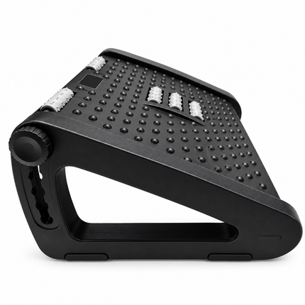 ERGOFLEX Adjustable Ergonomic Office Footrest – Height Adjustable with Massage Rollers, Non-Slip Base, Black, Brand New