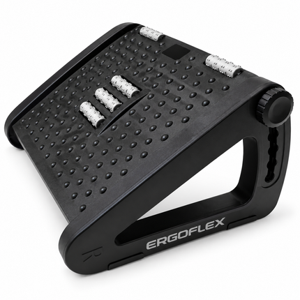 ERGOFLEX Adjustable Ergonomic Office Footrest – Height Adjustable with Massage Rollers, Non-Slip Base, Black, Brand New