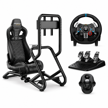 ErgoFlex Racing Simulator Cockpit with Logitech G29 Racing Wheel & 6-Speed Shifter Bundle, Used