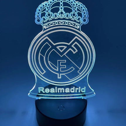 Real Madrid 3D RGB LED Night Light – USB-Powered Optical Illusion Lamp with Remote Control, Brand New