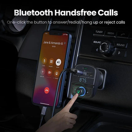 UGREEN 31.5W PD Fast Car Charger with FM & Bluetooth Transmitter + USB MP3 & TF Slot Reader - CD229 80910